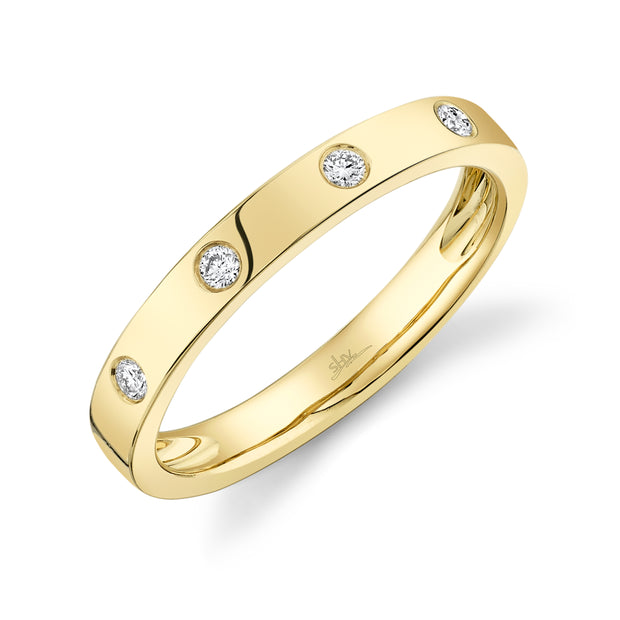 Shy Creation Yellow Gold Diamond Stackable Band