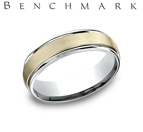 Benchmark White/Yellow Gold Men's Wedding Band