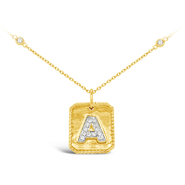Yellow Gold Diamond Initial Pendant