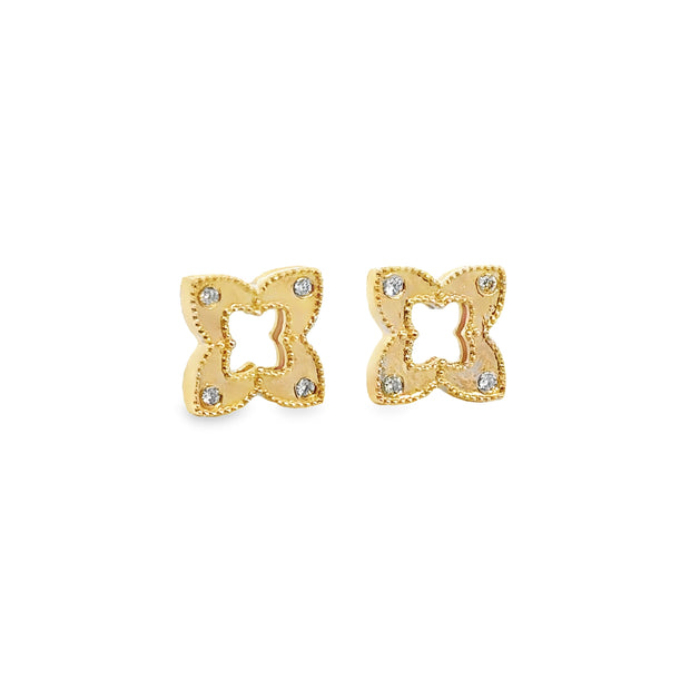 Yellow Gold Diamond Fahion Earrings