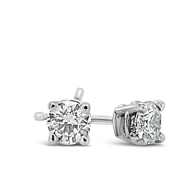 0.87 Cttw. White Gold Diamond Solitaire Earrings