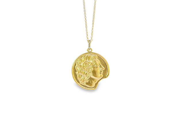 Yellow Gold Coin Diamond Pendant