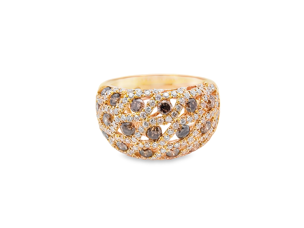 Rose Gold Brown and White Diamond Ring