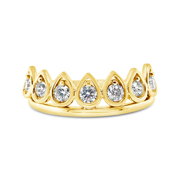Shy Creation Yellow Gold Diamond Crown Fashion Ring