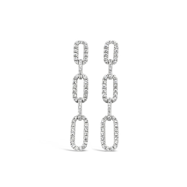 White Gold Diamond Dangle Link Fashion Earrings