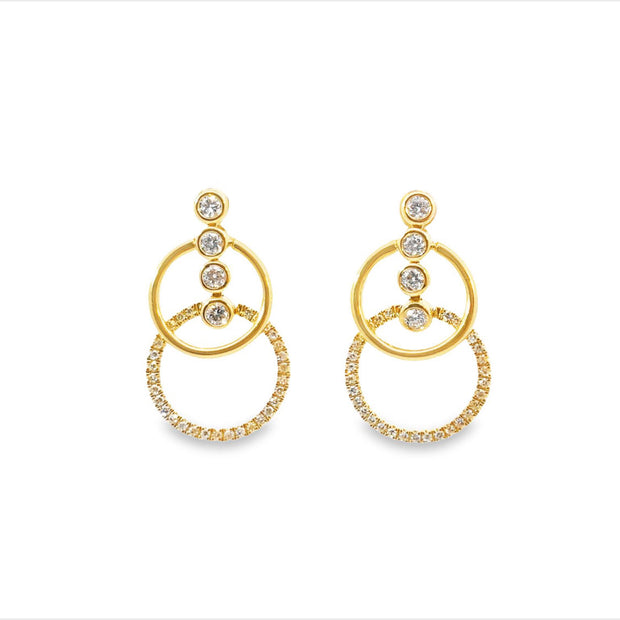 Shy Creation Yellow Gold Diamond Fashion Earrings