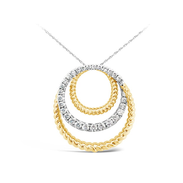 White/Yellow Gold Diamond Triple Circle Pendant