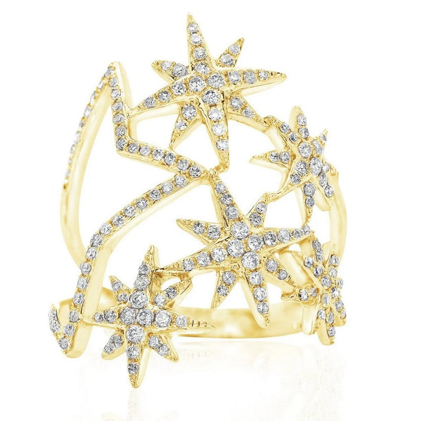 Yellow Gold Diamond Fashion Star Ring