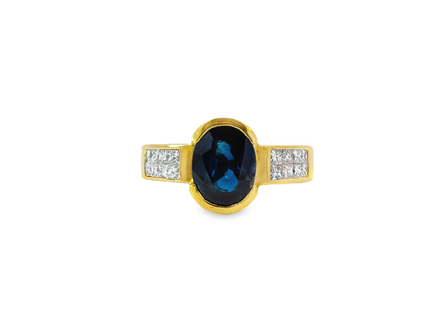 Yellow Gold Sapphire and Diamond Fashion Ring