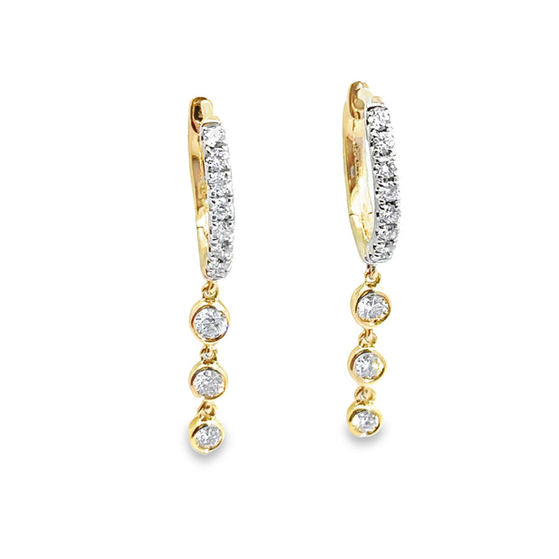 Lab Grown Yellow Gold Diamond Dangle Earrings