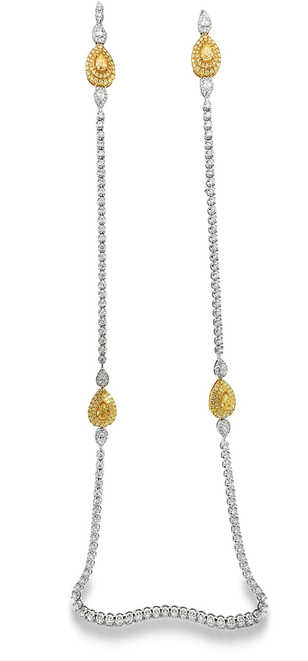White/Yellow Gold Fancy Yellow Diamond Fashion Necklace