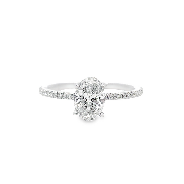 Lab Grown Platinum Oval Shape Diamond Engagement Ring