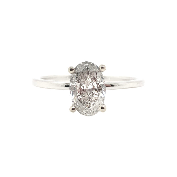 White Gold Oval Shape Diamond Solitaire Engagement Ring