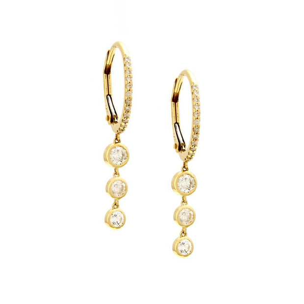 Yellow Gold Diamond Dnagle Earrings