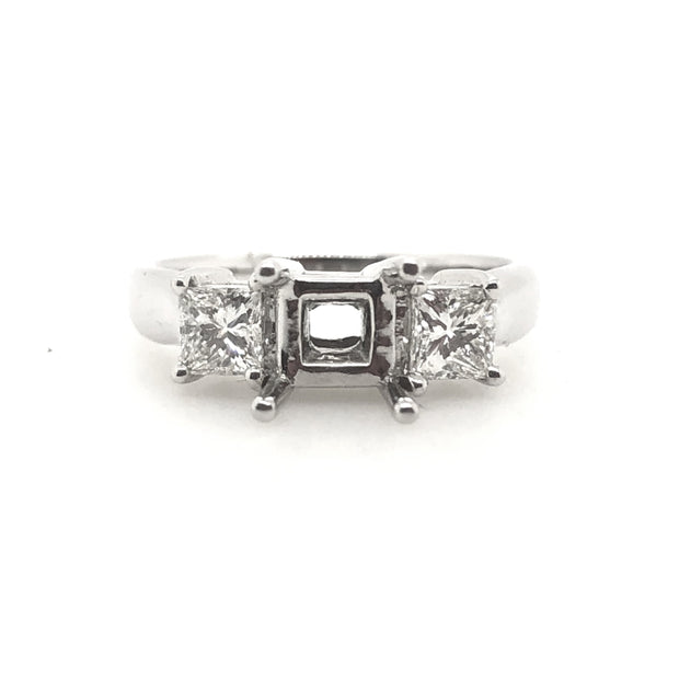 White Gold Three Stone Engagement Ring