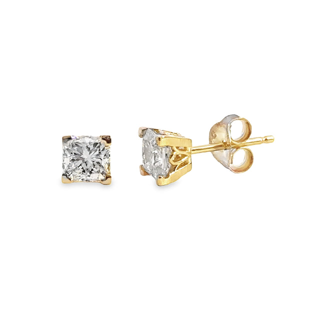 1.55 Cttw. Yellow Gold Diamond Solitaire Earrings