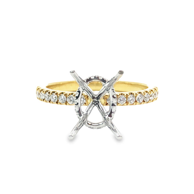 Yellow/White Gold Halo Engagement Ring