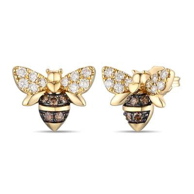 LeVian Yellow Gold Diamond Honey Bee Stud Earrings
