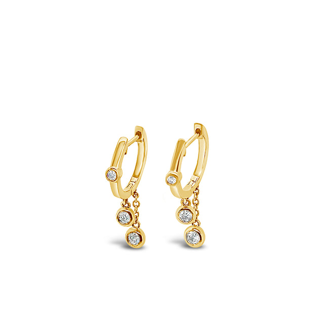 Yellow Gold Diamond Huggie Earrings