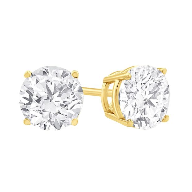 Lab Grown 2.03 Cttw. 14K Yellow Gold Diamond Solitaire Earrings