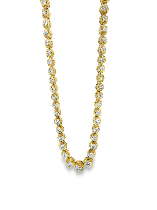 Yellow Gold Diamond Tennis Necklace