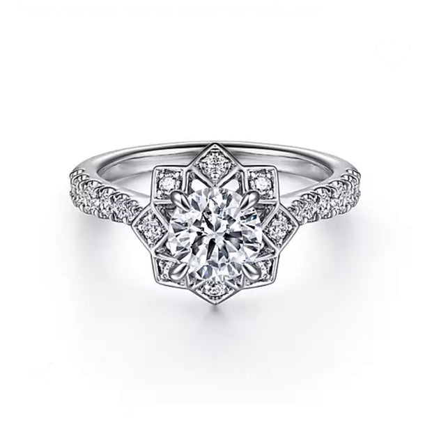 GABRIEL & CO "Art Deco" Engagement Ring