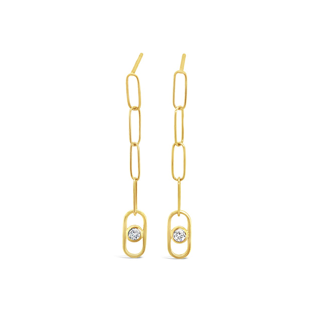 Yellow Gold Diamond Fashion Dangle Link Earrings