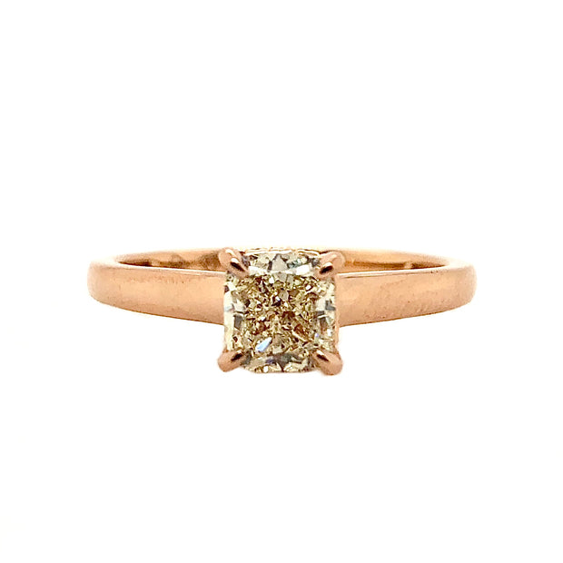 Rose Gold Cushion Cut Diamond Solitaire Engagement Ring