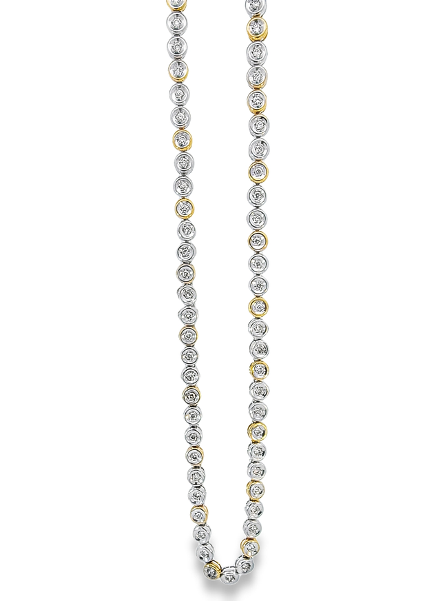 Yellow/White Gold Diamond Tennis Necklace