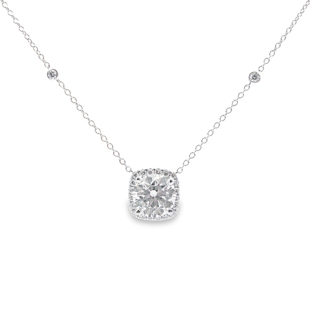 Lab Grown White Gold Diamond Halo Necklace