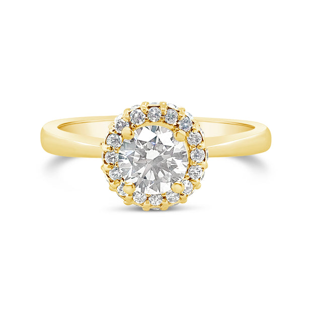 Lab Grown Yellow/White Gold Diamond Halo Engagement Ring