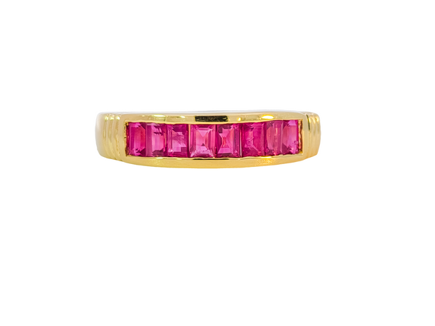 Yellow Gold Channel Set Ruby Wedding Band