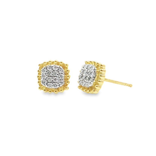 Yellow/White Gold Diamond Fashion Stud Earrings