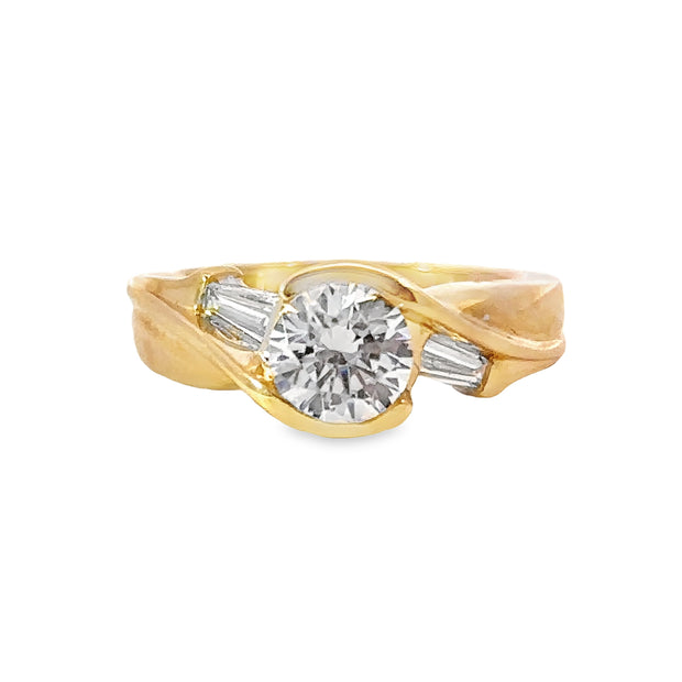 Yellow Gold Diamond Three Stone Engagement Ring