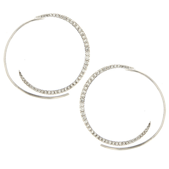 Meira T White Gold Spiral Diamond Earrings