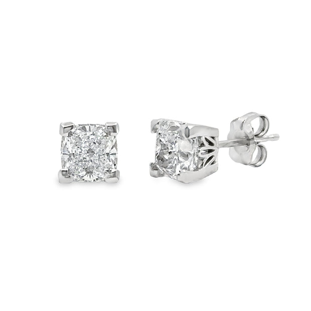 1.81 Cttw. White Gold Diamond Solitaire Earrings