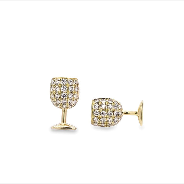 Yellow Gold Diamond Wine Glass Earrings