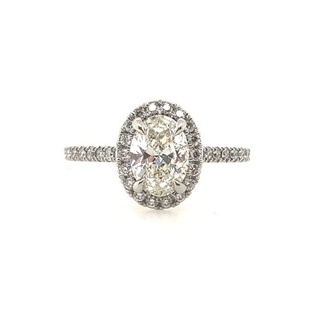 Forevermark Platinum Oval Shape Diamond Halo Engagement Ring
