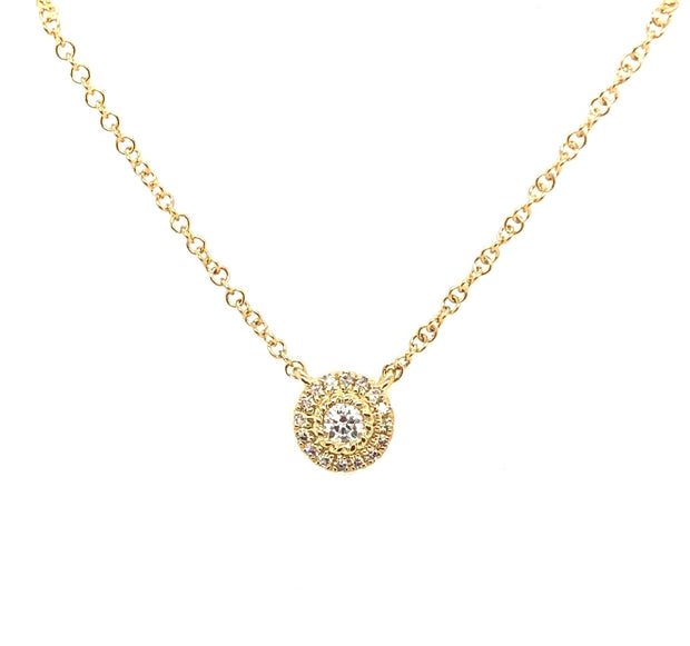 Shy Creation Yellow Gold Diamond Halo Fashion Necklace