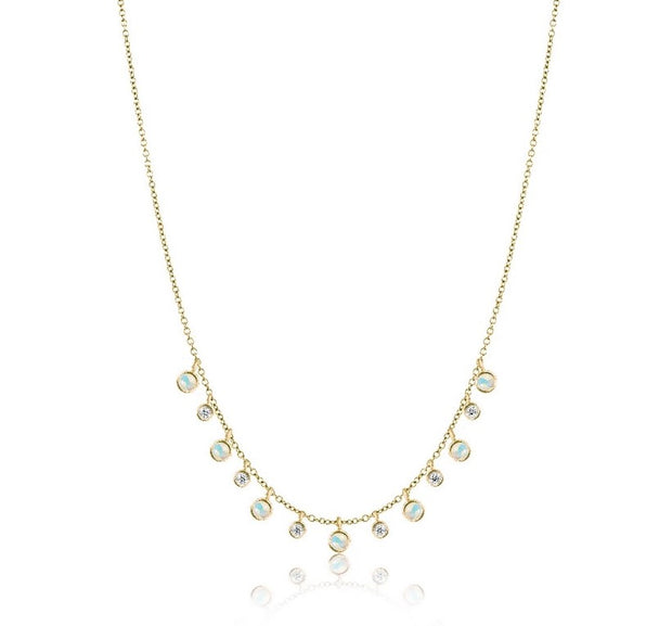 Meira T Yellow Gold Opal and Diamond Fashion Necklace