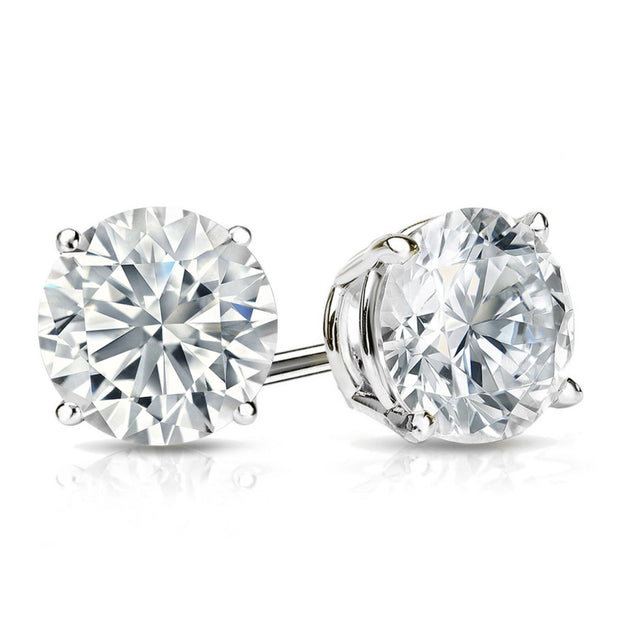 Lab Grown 4.53 Cttw. 14K White Gold Diamond Solitaire Earrings