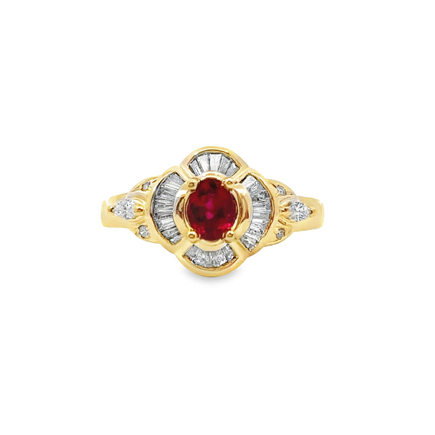 Yellow Gold Ruby and Diamond Fashion Ring