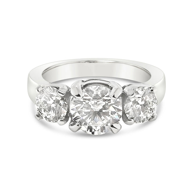 Lab Grown Platinum Diamond Three Stone Engagement Ring
