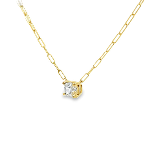 Yellow Gold Diamond Solitaire Necklace
