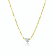 Meira T Yellow Gold Diamond Heart Solitaire Necklace