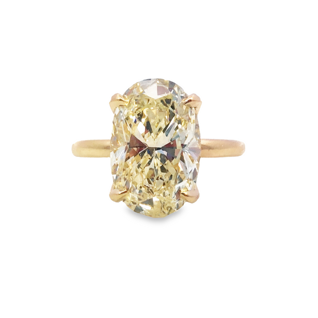 Yellow Gold Hidden Halo Oval Shape Diamond Engagement Ring