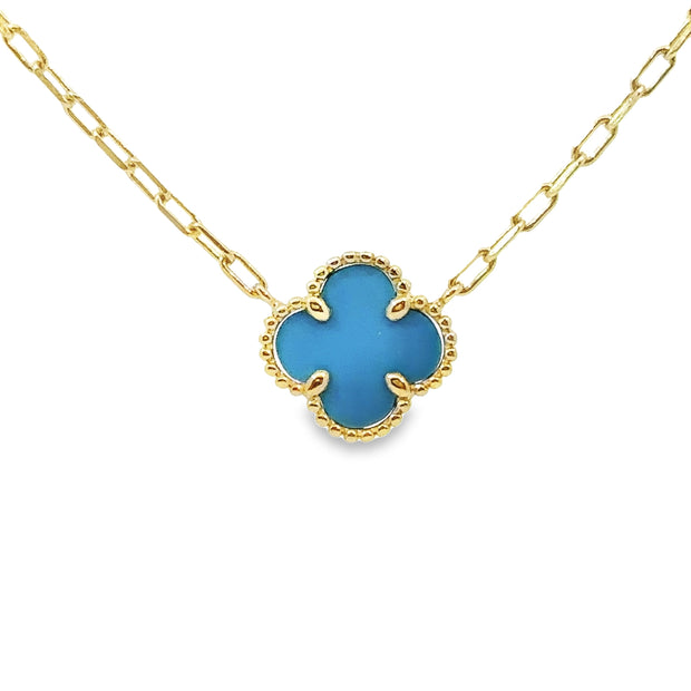 Yellow Gold Turquoise Fashion Necklace