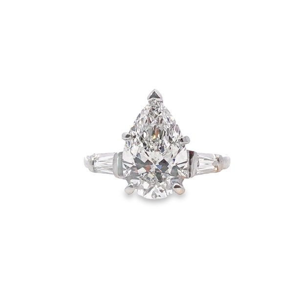 Lab Grown Platinum Pear Shape Diamond Engagement Ring