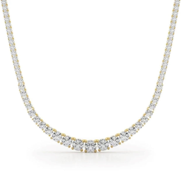 Lab Grown 20.00 Cttw. Yellow Gold Diamond Riviera Necklace