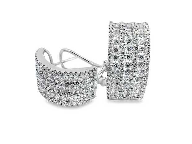 White Gold Diamond French Clip Earrings